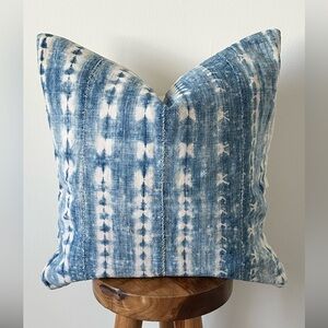 Indigo Mudcloth Tie-Dye Throw Pillow Cover